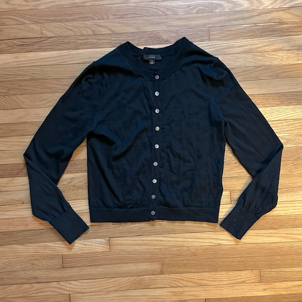 J Crew merino wool black cardigan